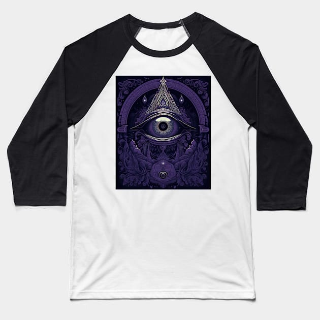 All Seeing Eye Baseball T-Shirt by TooplesArt